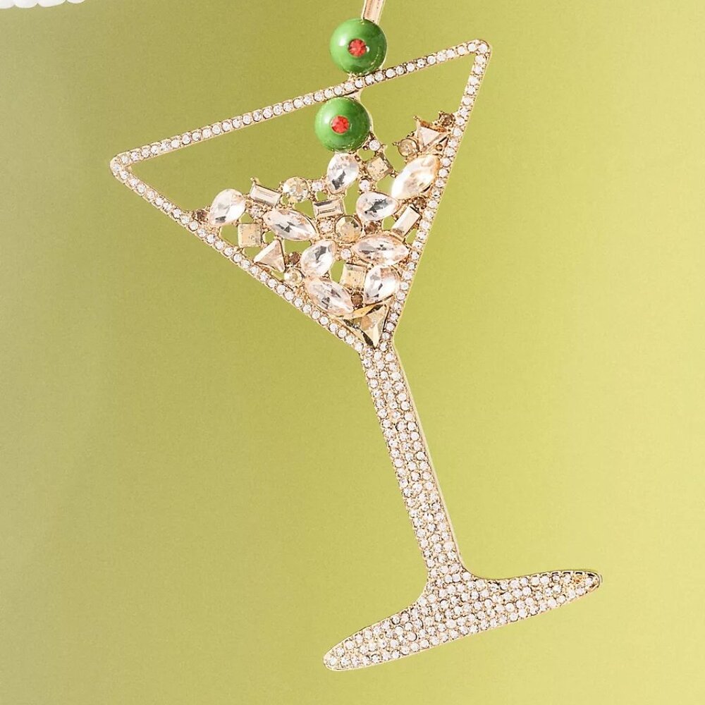 Anthropologie x BaubleBar Jeweled Dirty Martini Cocktail Ornament, New w/ Tag